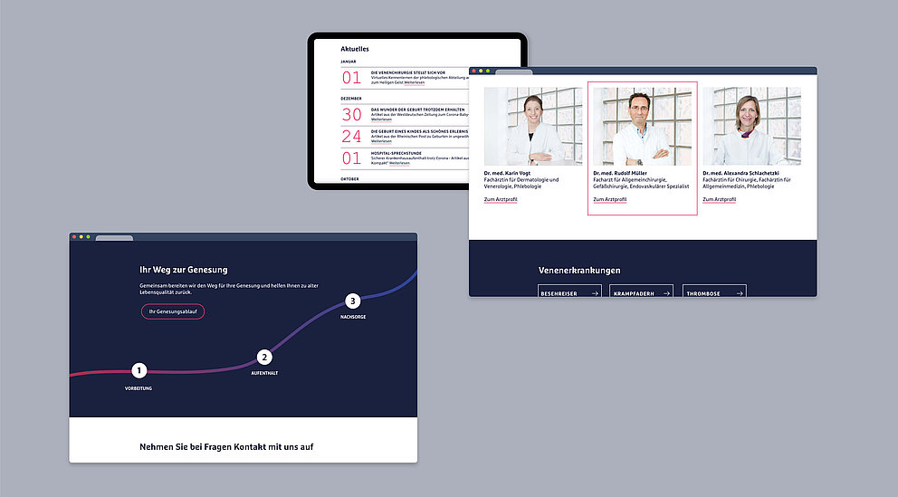 Weitere Screenshots der Artemed Klinik-Websites auf verschiedenen Devices
