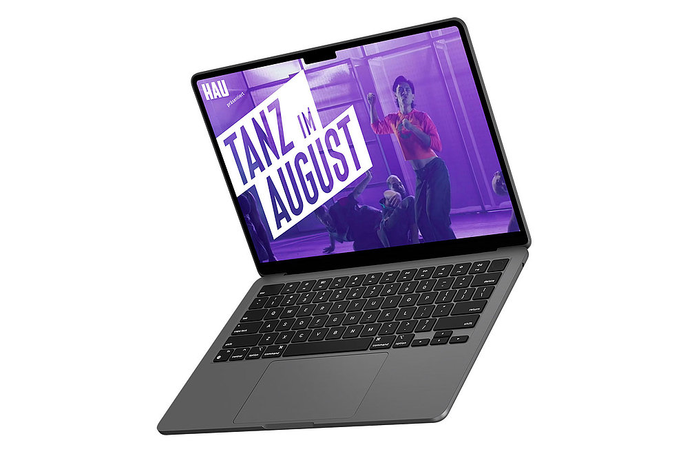 Mockup mit einem Macbook von der Startseite von Tanz im August.