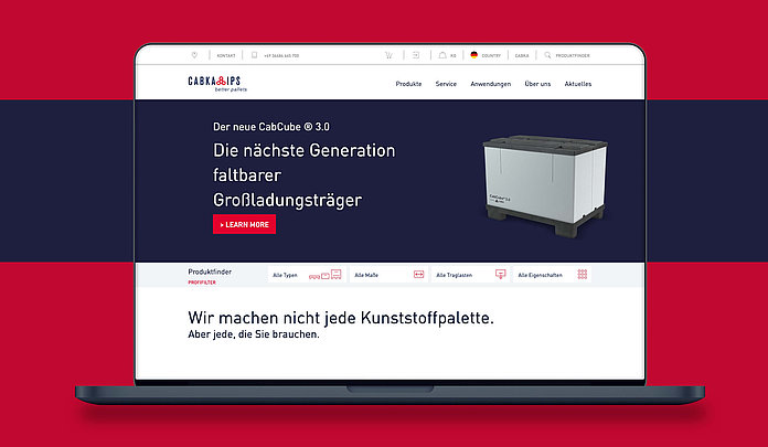 Screen der Website auf einem Laptop