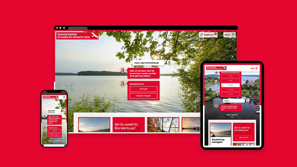 Zusammenstellung verschiedener Unterseiten der Website der Image-Kampagne des Landes Berlin auf verschiedenen Endgeräten (Table, Desktop, Smartphone)